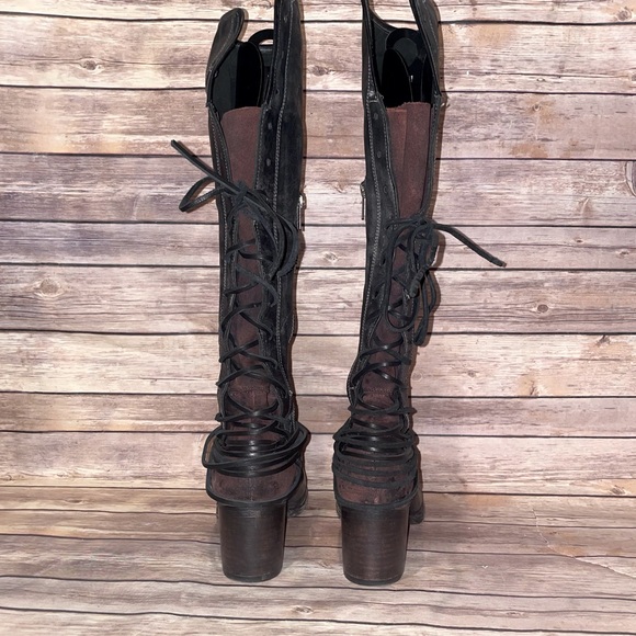 Freebird by Steven Distressed Leather Lace-up Coal Boot in Black - Gray - Picture 6 of 13